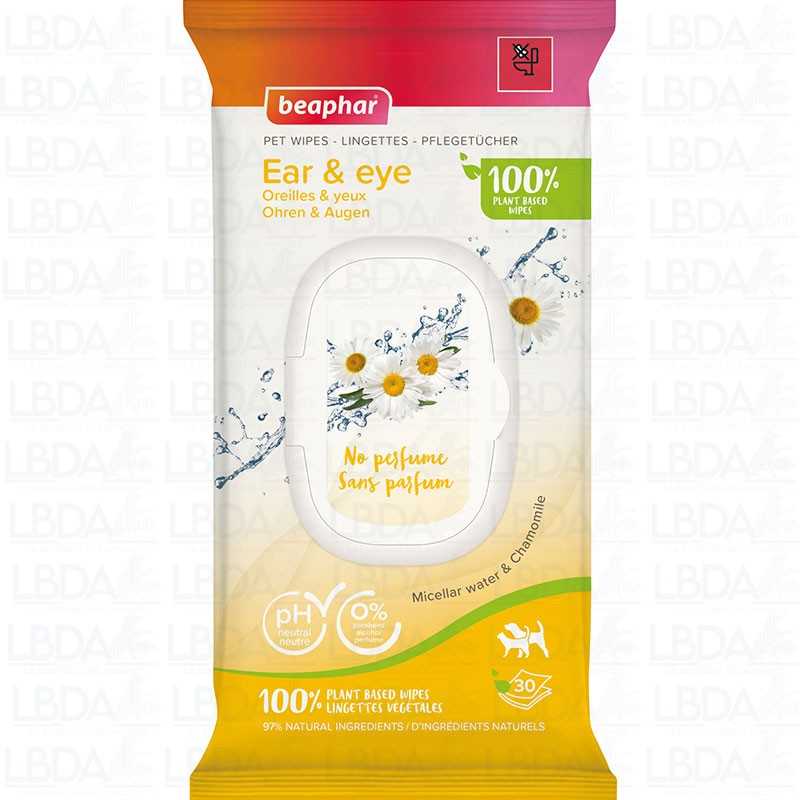 BEAPHAR - Lingettes nettoyantes Yeux et Oreilles pour chien